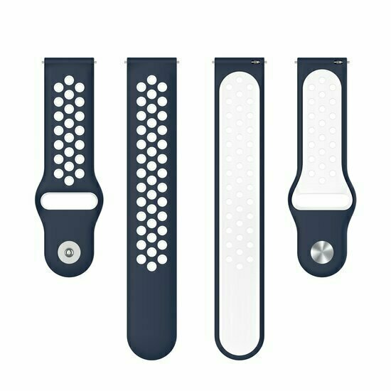 Sport Edition siliconen band - Donkerblauw + wit - Huawei Watch 4 (pro) / 3 (pro) / Ultimate / Ultimate 2