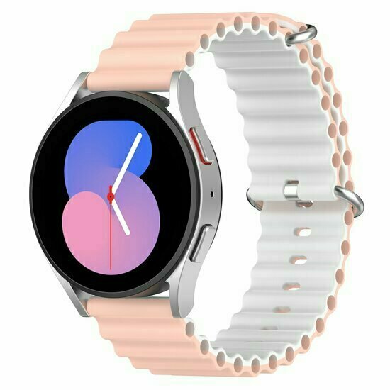 Ocean Style siliconen bandje - Lichtroze / wit - Huawei Watch 4 (pro) / 3 (pro) / Ultimate / Ultimate 2