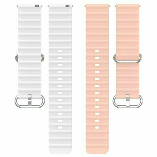 Ocean Style siliconen bandje - Lichtroze / wit - Huawei Watch 4 (pro) / 3 (pro) / Ultimate / Ultimate 2