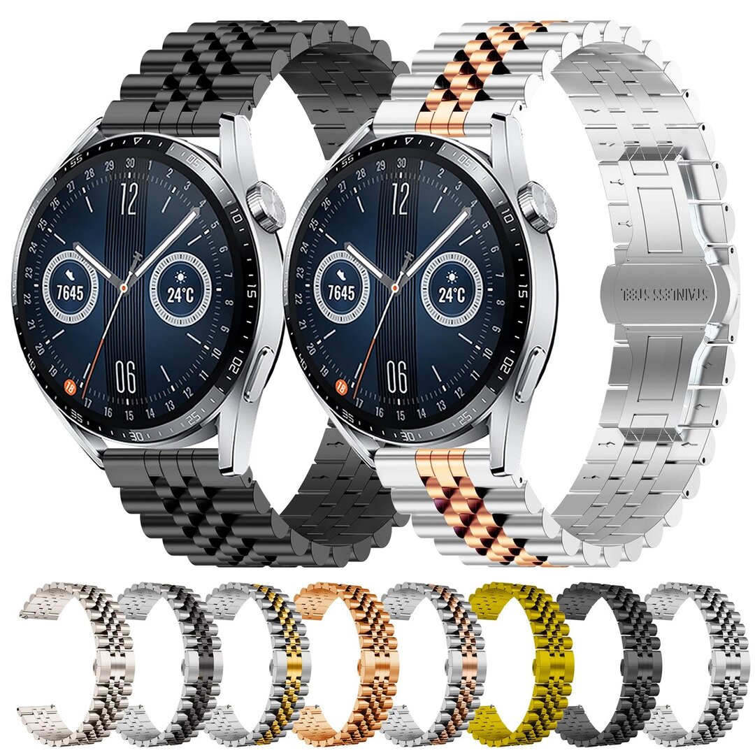 Stalen band - Zwart - Huawei Watch GT 5 (Pro) / GT 4 / GT 3 / GT 2 - 46mm