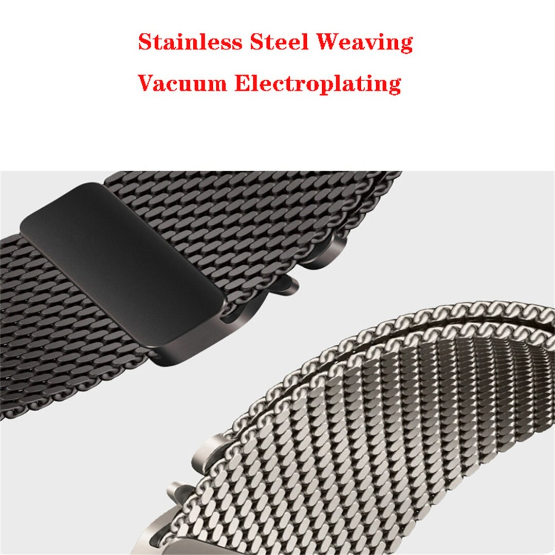 Milanese loop band met klik-sluiting - Titanium kleur - Geschikt voor Apple Watch 44mm / 45mm / 46mm / 49mm