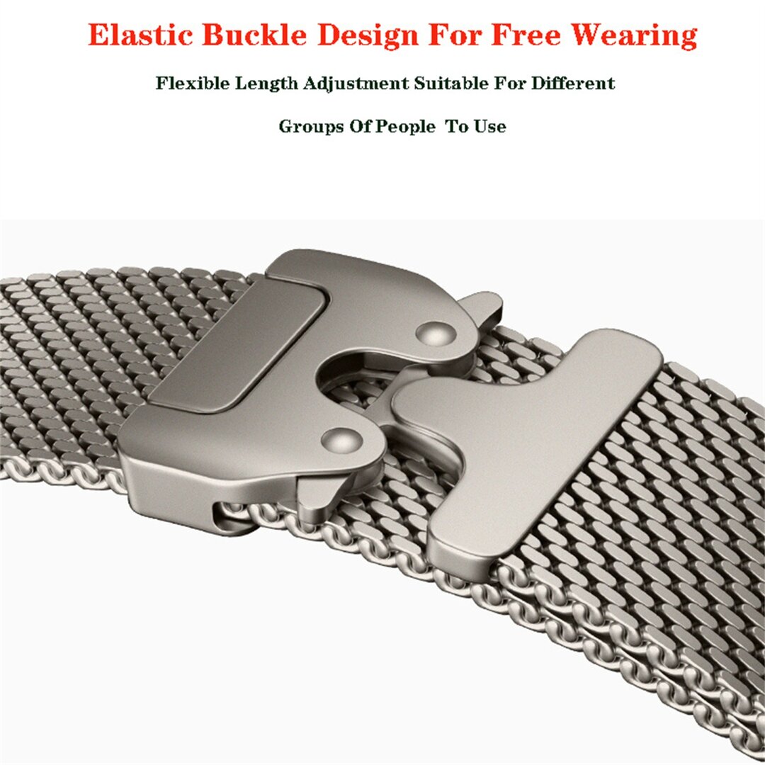 Milanese loop band met klik-sluiting - Titanium kleur - Geschikt voor Apple Watch 44mm / 45mm / 46mm / 49mm