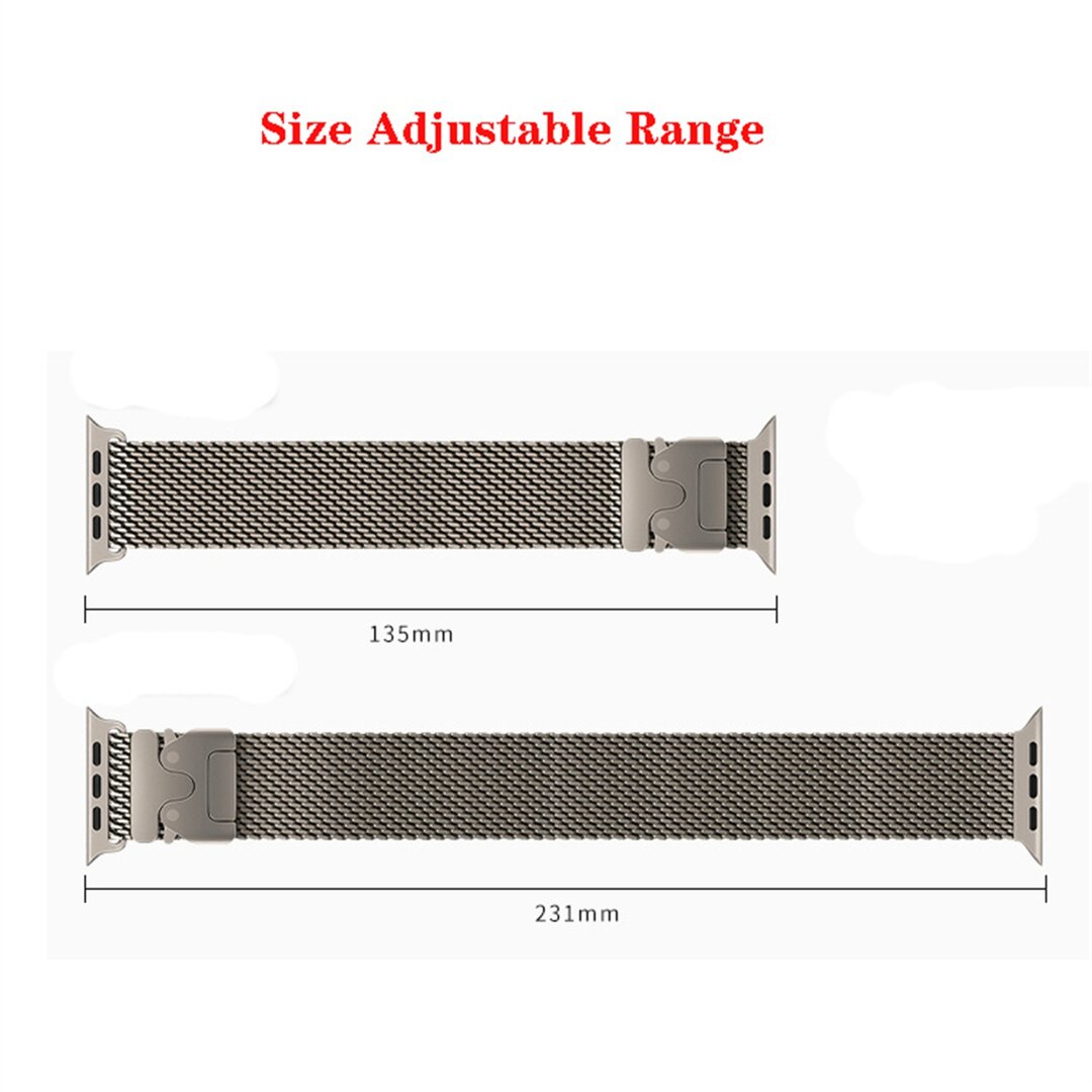Milanese loop band met klik-sluiting - Titanium kleur - Geschikt voor Apple Watch 44mm / 45mm / 46mm / 49mm