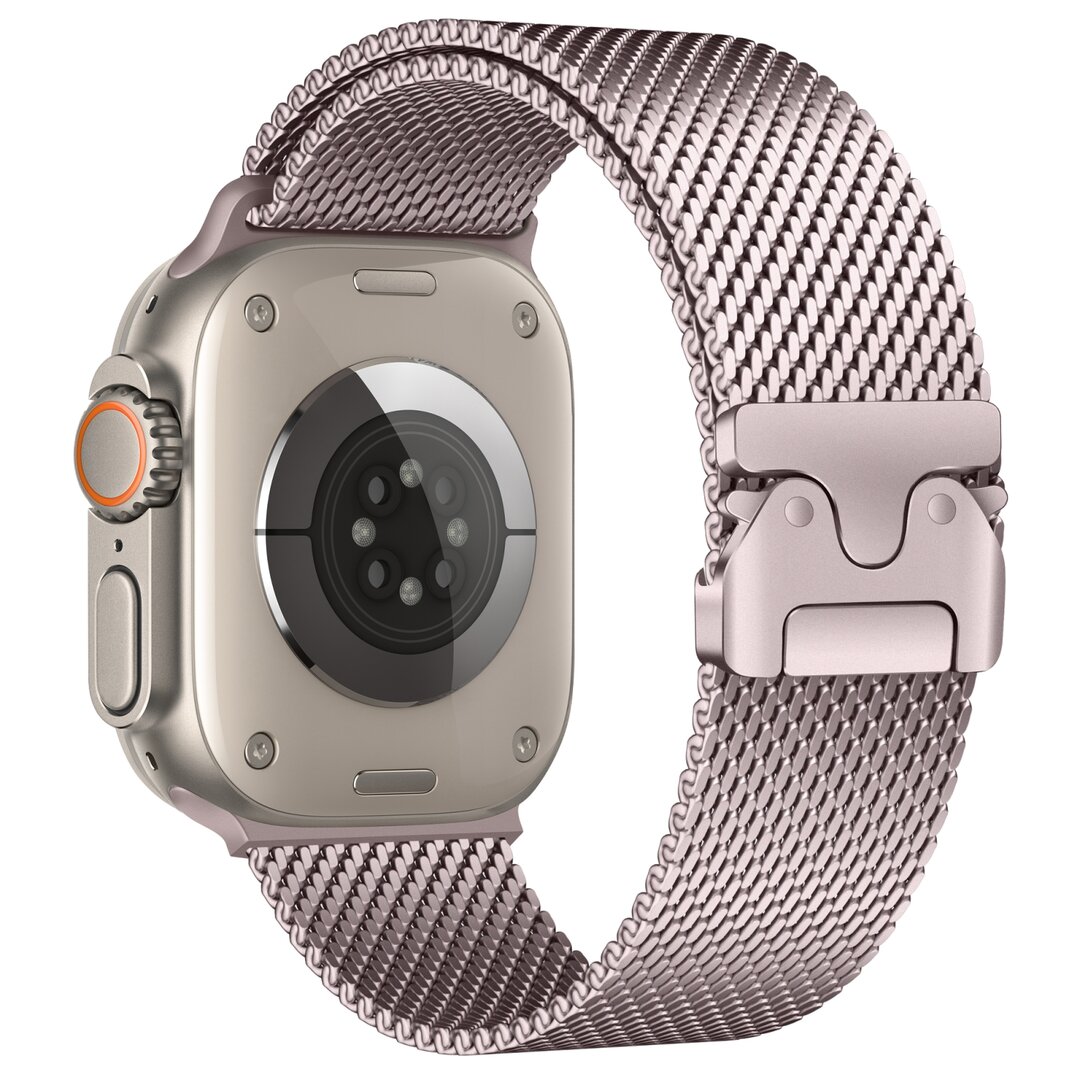 Milanese loop band met klik-sluiting - Ros&eacute; pink - Geschikt voor Apple Watch 44mm / 45mm / 46mm / 49mm