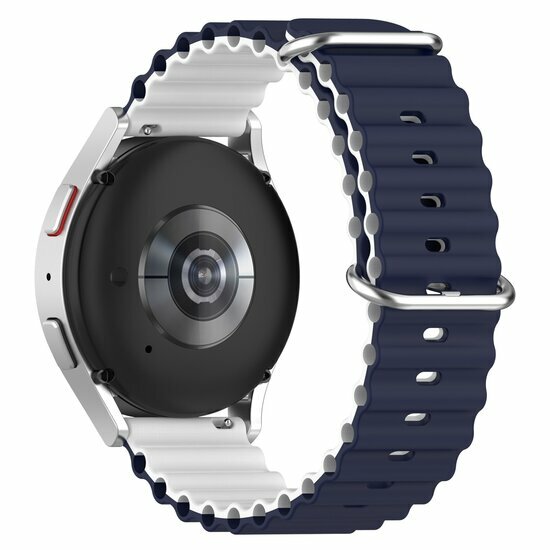 Ocean Style bandje - Donkerblauw / wit - Samsung Galaxy Watch 4 Classic - 42mm &amp; 46mm