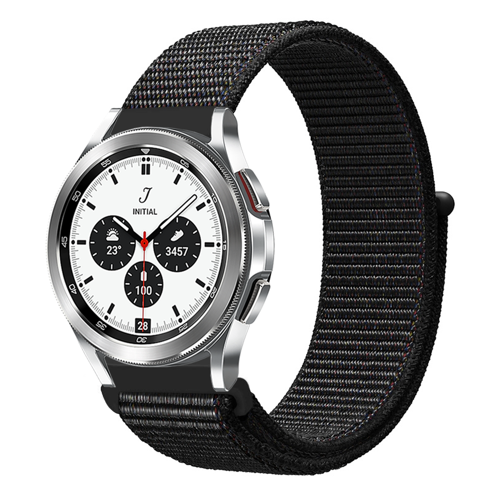 Sport Loop nylon bandje - Zwart gem&ecirc;leerd - Samsung Galaxy Watch 4 Classic - 42mm / 46mm