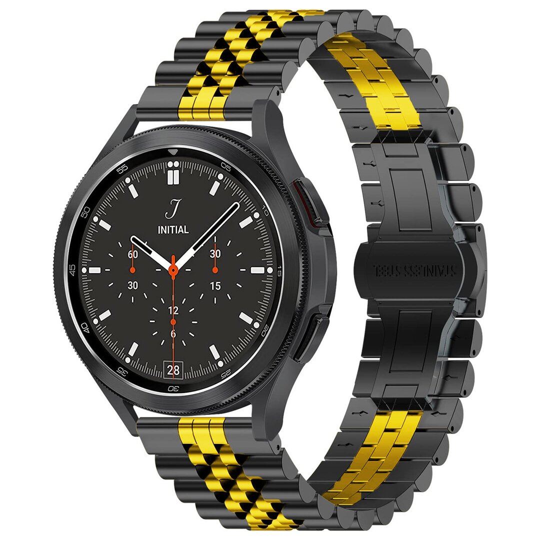 Stalen band - Zwart met goud - Garmin Approach S12 / S40 / S42