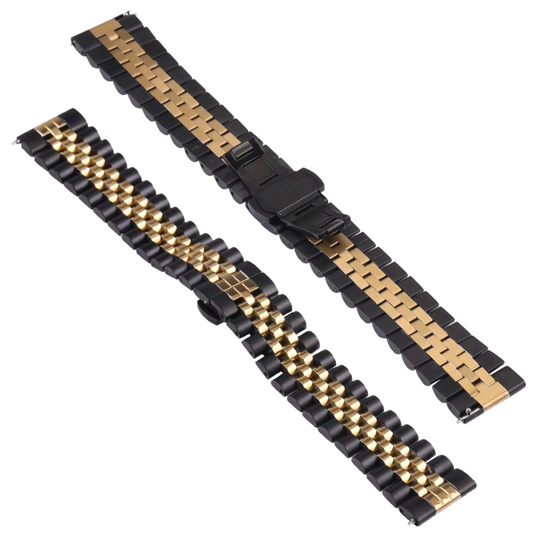 Stalen band - Zwart met goud - Garmin Approach S12 / S40 / S42