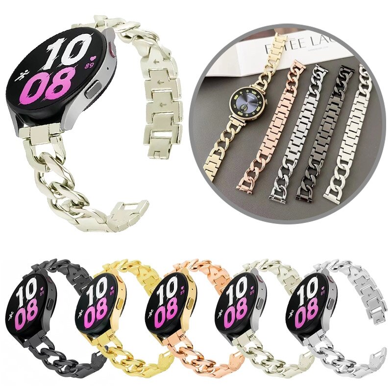 Garmin Venu 3s / Vivoactive 4s / Venu 2s / Vivomove 3s / Forerunner 255s / 265s - Metalen ketting band - Ros&eacute; goud