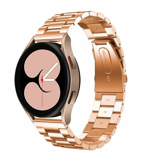 Garmin Venu 3s / Vivoactive 4s / Venu 2s / Vivomove 3s / Forerunner 255s / 265s - Stalen schakelband - Ros&eacute; goud