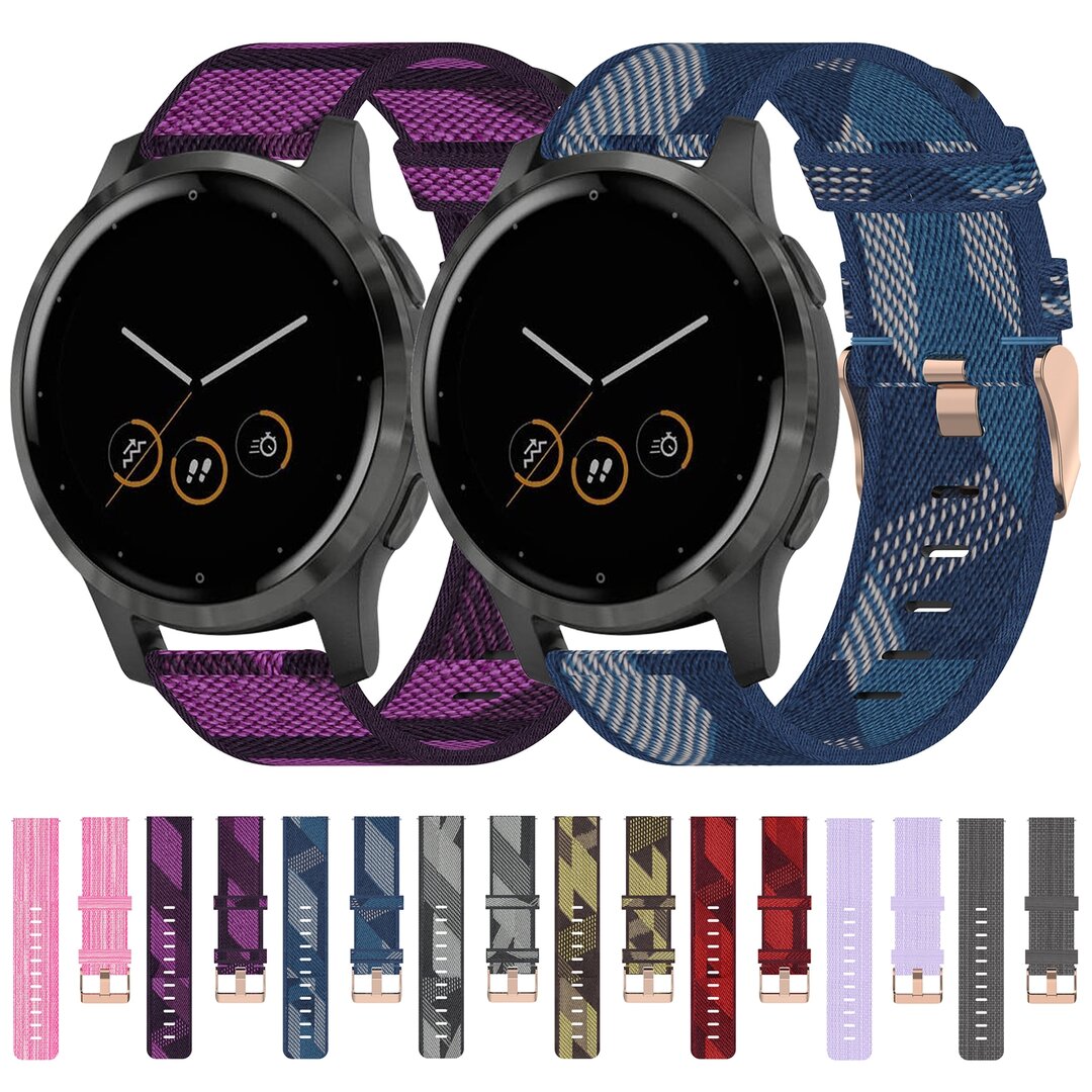 Garmin Venu 3s / Vivoactive 4s / Venu 2s / Vivomove 3s / Forerunner 255s - Canvas nylon bandje - Donkergrijs