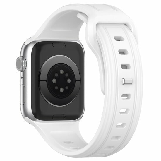 Square siliconen band - Wit - Geschikt voor Apple Watch 38mm / 40mm / 41mm / 42mm