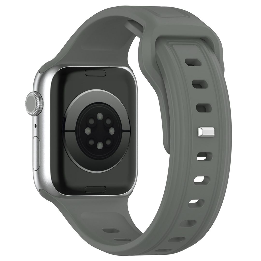 Square siliconen band - Grijsgroen - Geschikt voor Apple Watch 38mm / 40mm / 41mm / 42mm