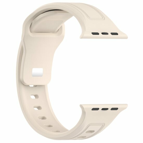 Square siliconen band - Beige - Geschikt voor Apple Watch 38mm / 40mm / 41mm / 42mm