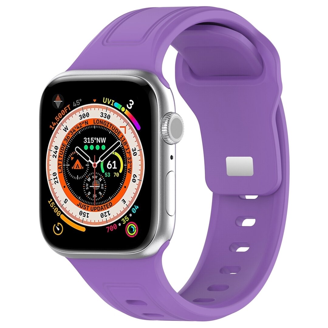 Square siliconen band - Paars - Geschikt voor Apple Watch 44mm / 45mm&nbsp;/ 46mm / 49mm