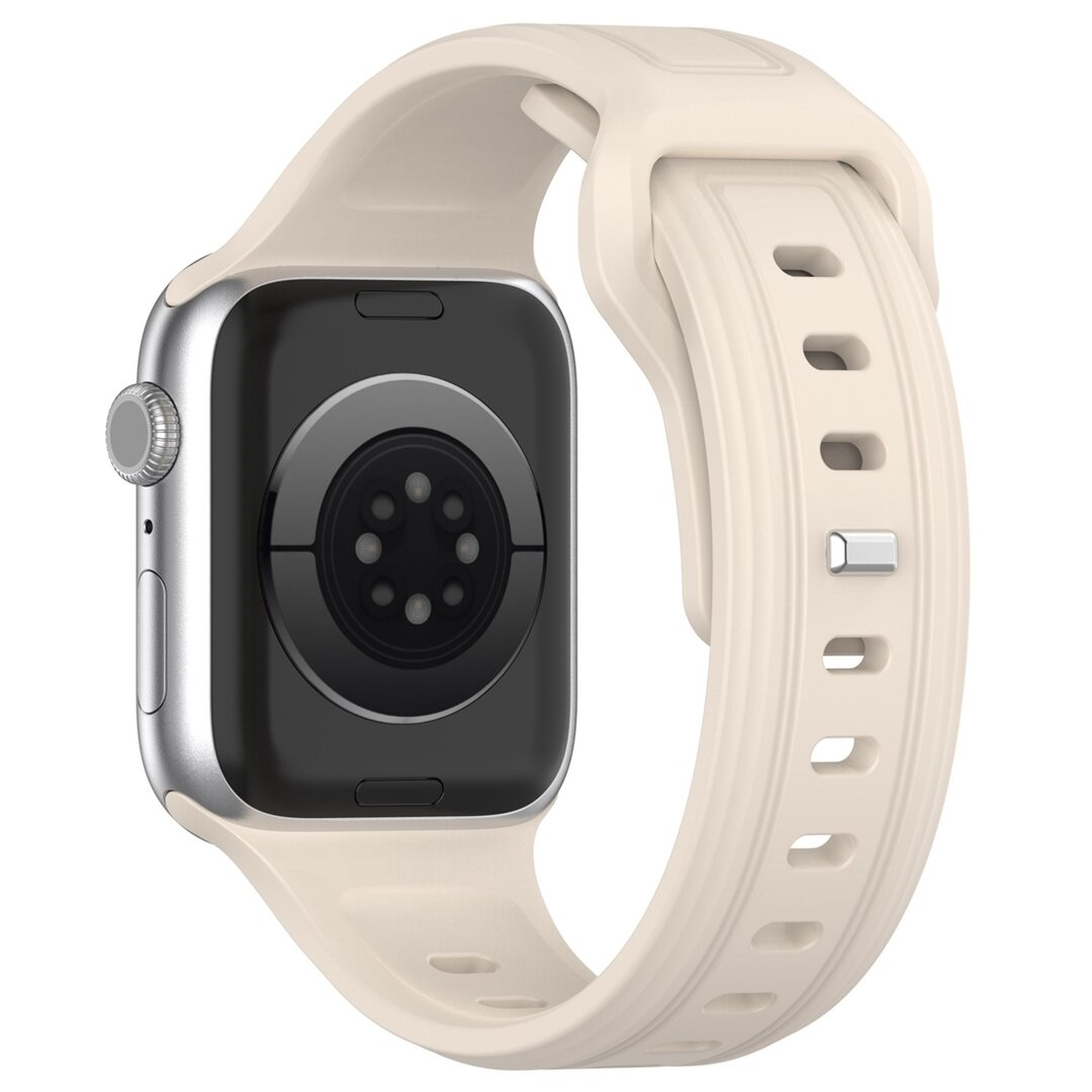 Square siliconen band - Beige - Geschikt voor Apple Watch 44mm / 45mm&nbsp;/ 46mm / 49mm