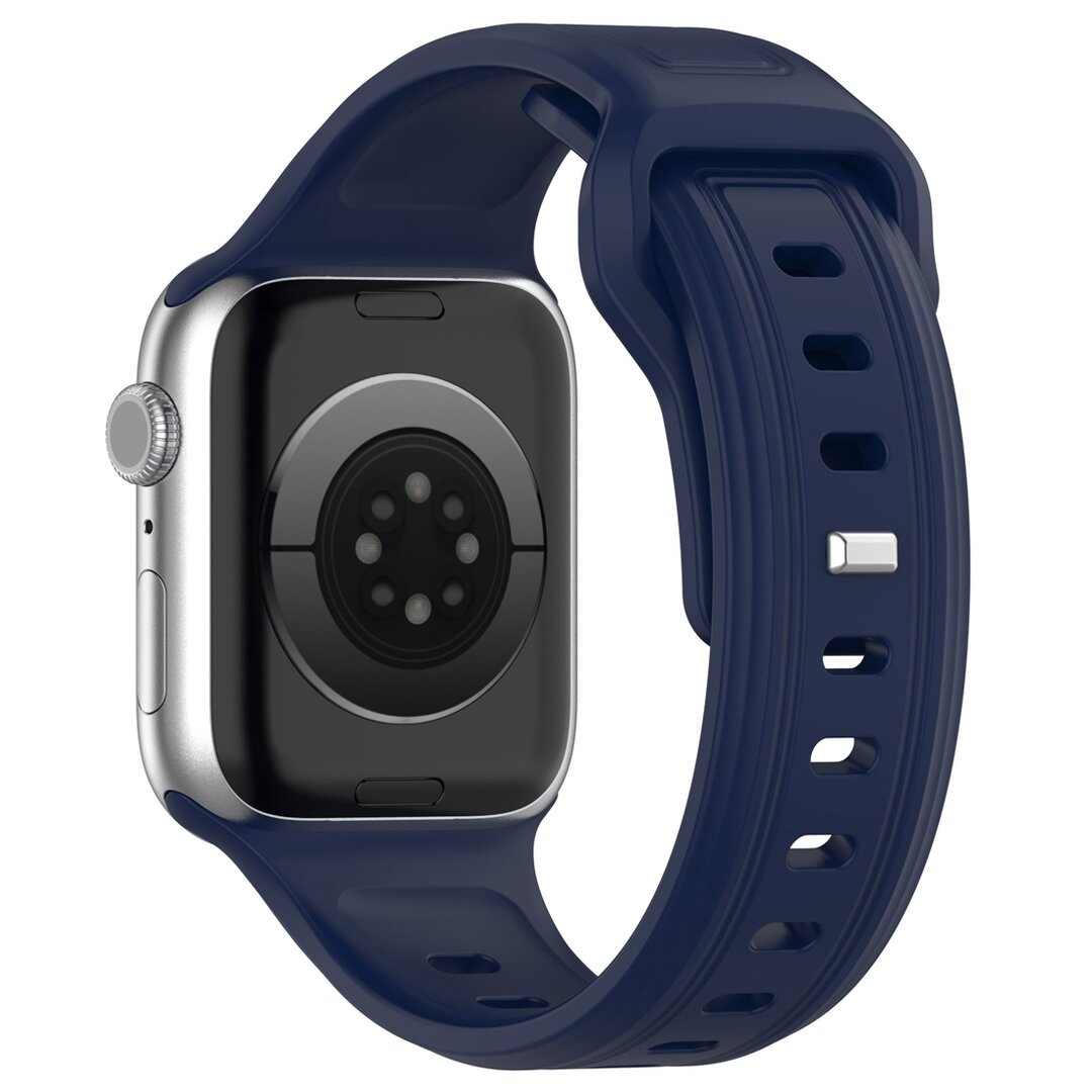Square siliconen band - Navy - Geschikt voor Apple Watch 44mm / 45mm&nbsp;/ 46mm / 49mm