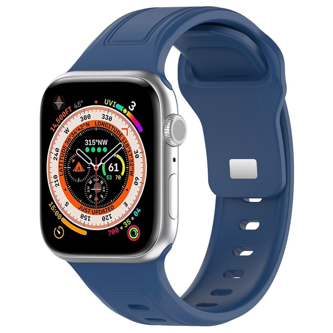 Square siliconen band - Donkerblauw - Geschikt voor Apple Watch 44mm / 45mm&nbsp;/ 46mm / 49mm