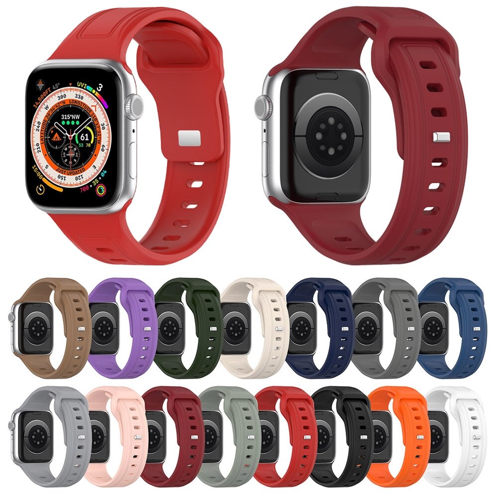 Square siliconen band - Zwart - Geschikt voor Apple Watch 44mm / 45mm&nbsp;/ 46mm / 49mm