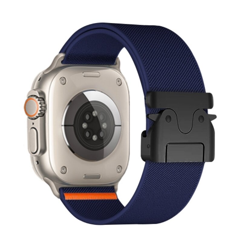 Nylon bandje met Parachute sluiting - Donkerblauw - Geschikt voor Apple Watch 44mm / 45mm&nbsp;/ 46mm / 49mm