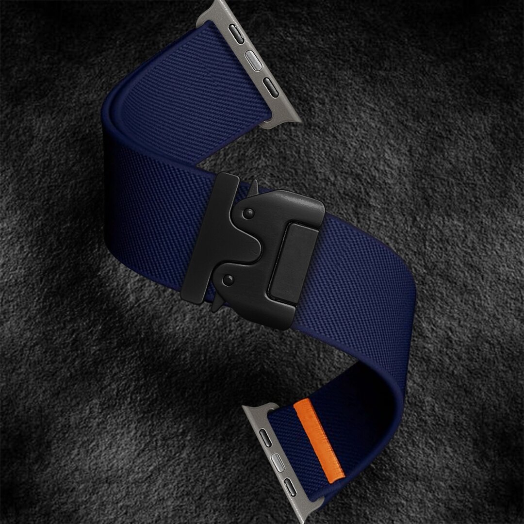 Nylon bandje met Parachute sluiting - Donkerblauw - Geschikt voor Apple Watch 44mm / 45mm&nbsp;/ 46mm / 49mm