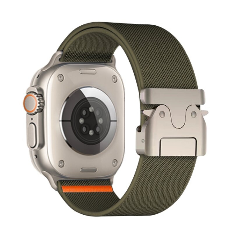 Nylon bandje met Parachute sluiting - Donkergroen - Geschikt voor Apple Watch 44mm / 45mm&nbsp;/ 46mm / 49mm