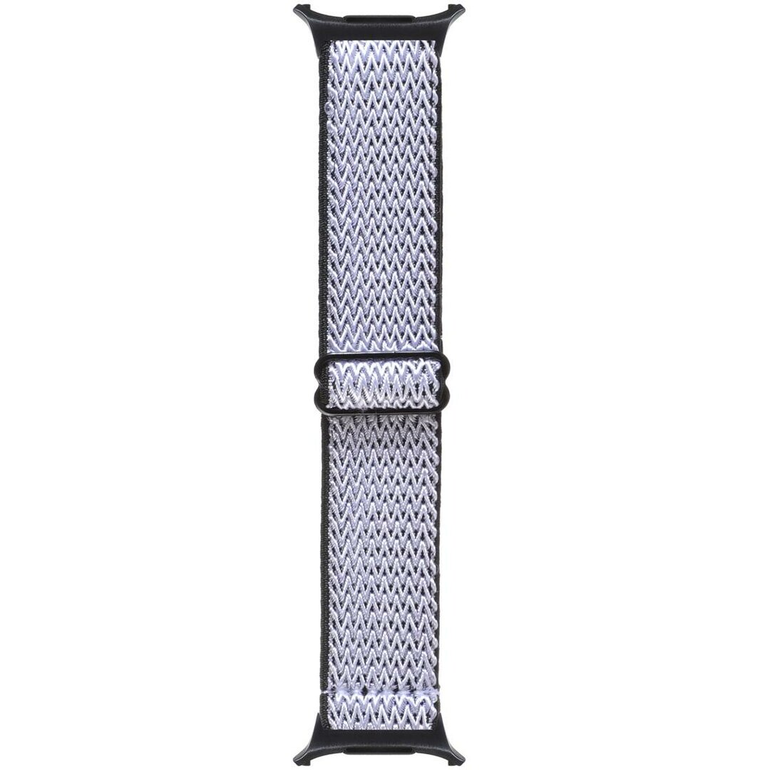 Elastische solo loop nylon bandje - Wit met zwart - Samsung Galaxy Watch 8 - 40mm / 44mm