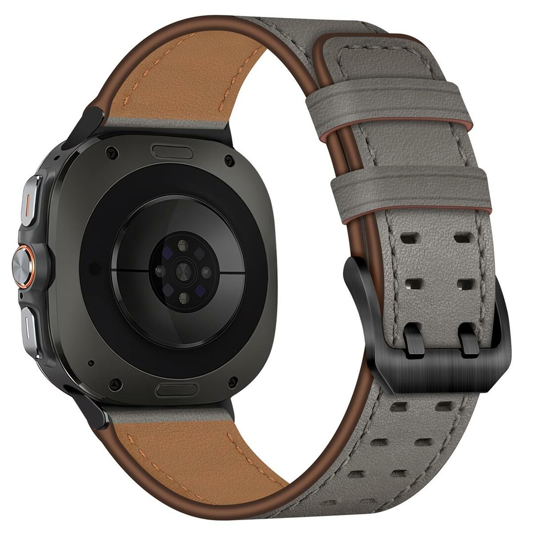 Leren band met twin gesp - Grijs - Samsung Galaxy Watch 8 - 40mm / 44mm