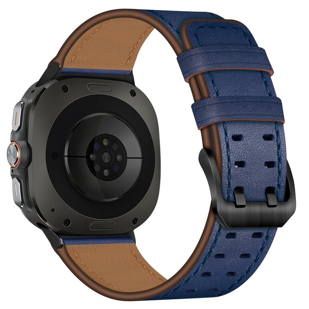 Leren band met twin gesp - Donkerblauw - Samsung Galaxy Watch 8 - 40mm / 44mm