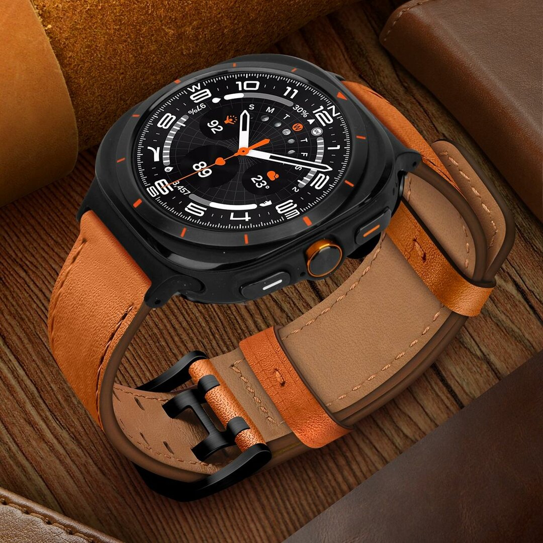 Leren band met twin gesp - Lichtbruin - Samsung Galaxy Watch 8 - 40mm / 44mm