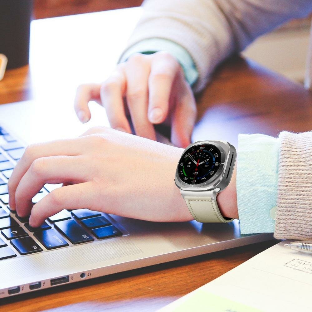 Classic leren band - Ivoor - Samsung Galaxy Watch 8 - 40mm / 44mm