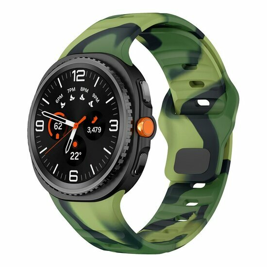 Wave siliconen band - Camouflage groen - Samsung Galaxy Watch 8 Classic - 46mm