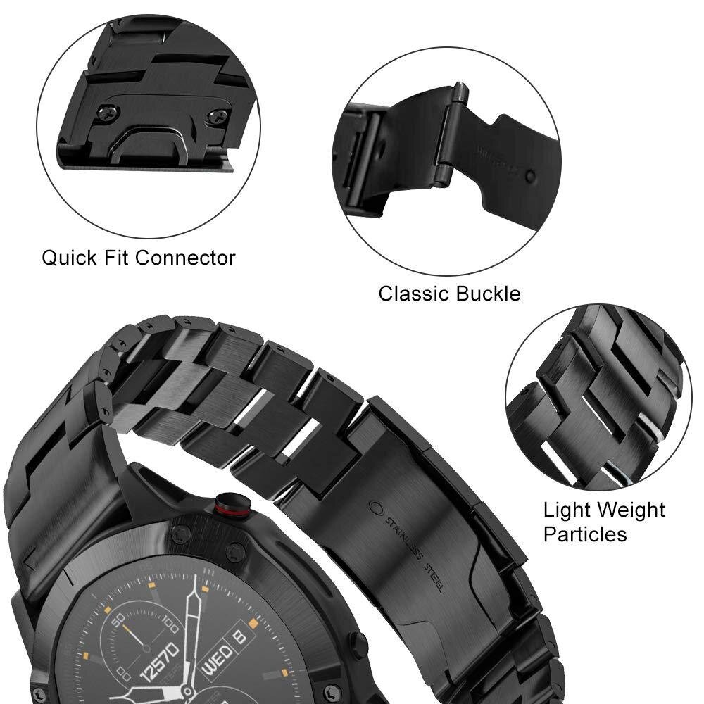 Titanium schakelband - Zwart - Garmin Epix Gen 2 (47mm) / MARQ / Quatix 7 / 6 / 5