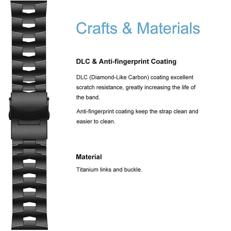 Titanium schakelband - Zwart - Garmin Epix Gen 2 (47mm) / MARQ / Quatix 7 / 6 / 5