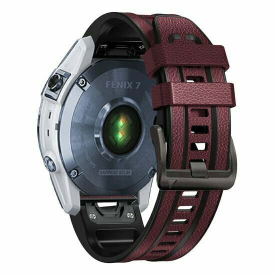 leer + siliconen bandje - Bordeaux - Garmin Tactix 8 - 51mm