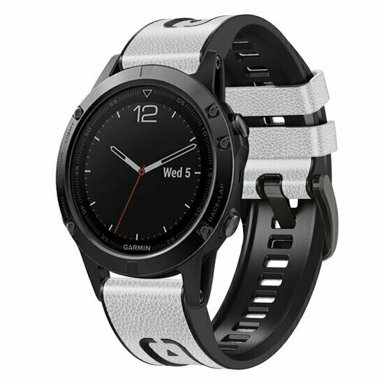 leer + siliconen bandje - Wit - Garmin Tactix 8 - 47mm