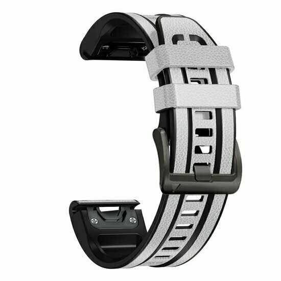 leer + siliconen bandje - Wit - Garmin Tactix 8 - 47mm