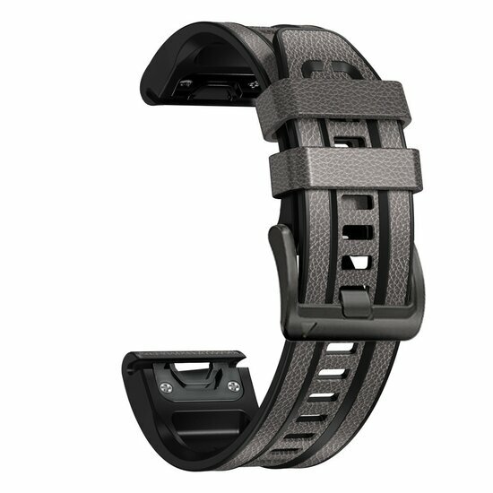 leer + siliconen bandje - Grijs - Garmin Fenix 8 / 8 Pro - 51mm