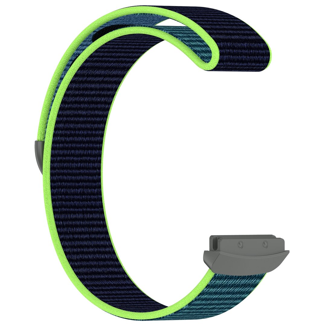 Fitbit Ace LTE - Nylon loop band met klittenbandsluiting - Donkerblauw met lime groen