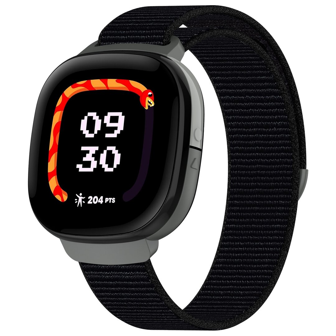 Fitbit Ace LTE - Nylon loop band met klittenbandsluiting - Zwart