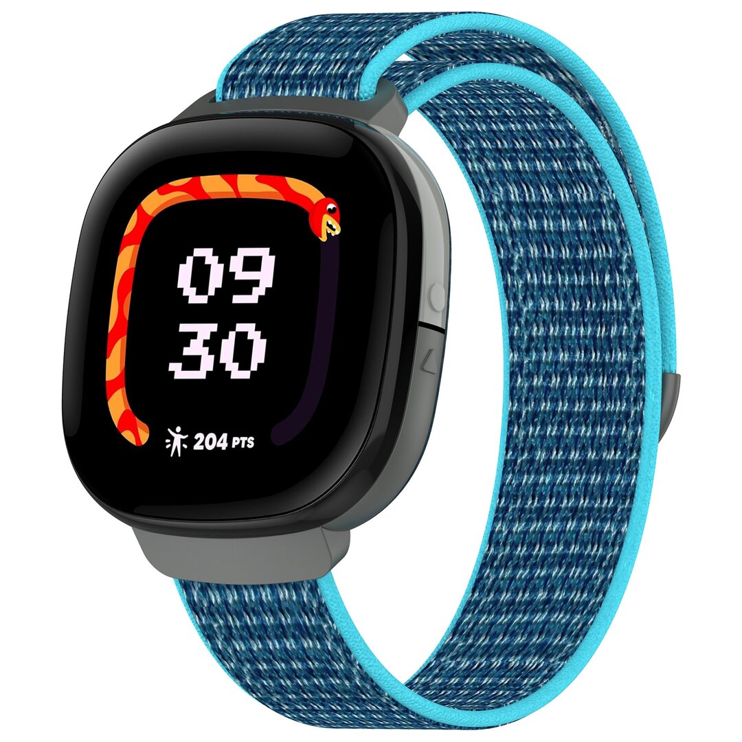 Fitbit Ace LTE - Nylon loop band met klittenbandsluiting - Blauw