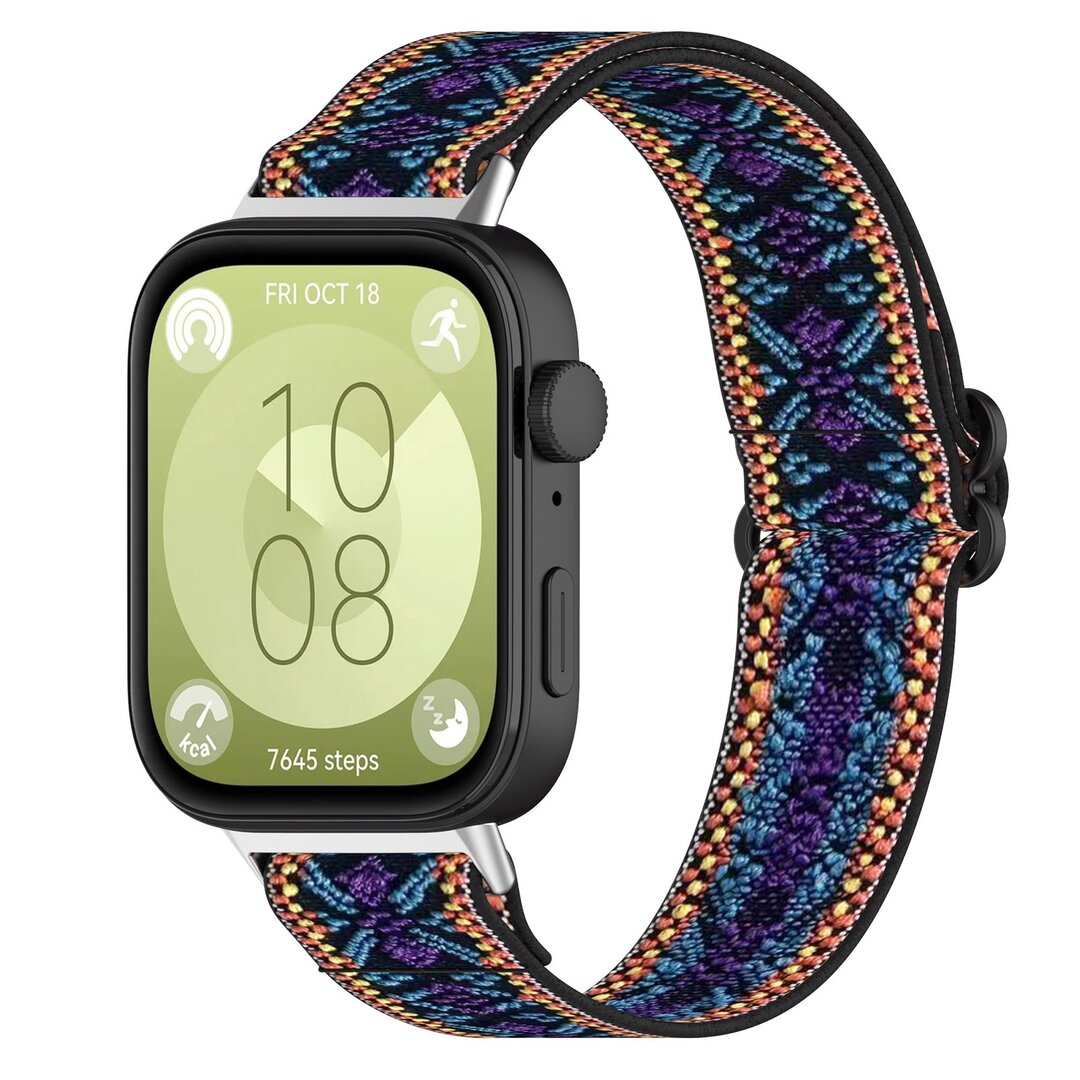 Elastische nylon band - Bohemian blauw - Huawei Watch Fit 3 / Fit 4