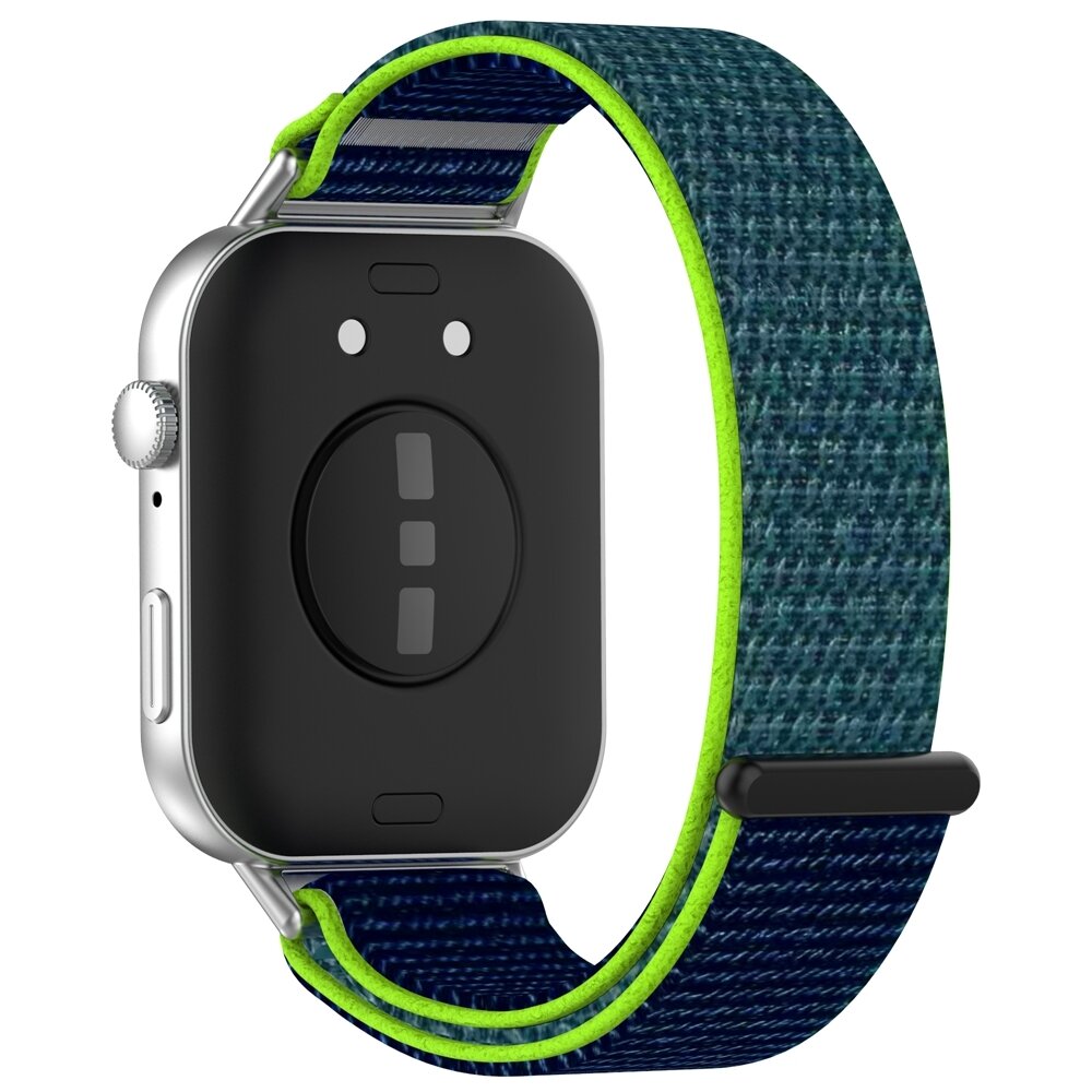 Sport loop nylon bandje - Blauw met lime groen - Huawei Watch Fit 5 / 4 / 3