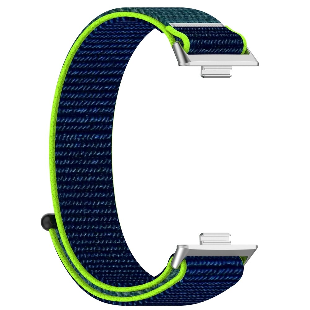 Sport loop nylon bandje - Blauw met lime groen - Huawei Watch Fit 5 / 4 / 3