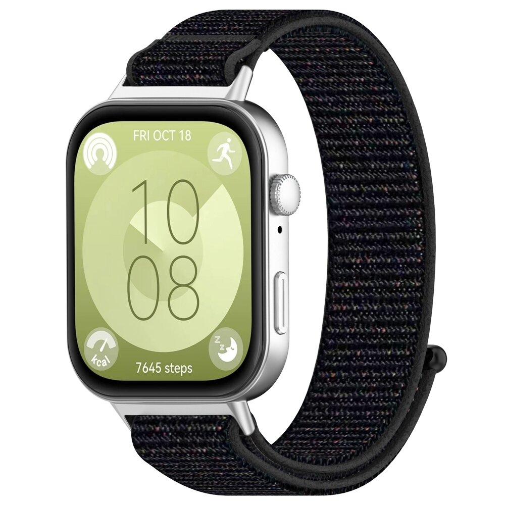 Sport loop nylon bandje - Zwart gem&ecirc;leerd - Huawei Watch Fit 5 / 4 / 3