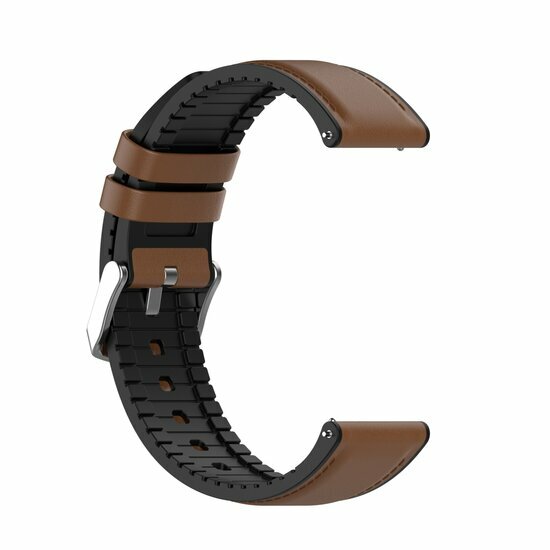 Garmin Forerunner 55 / 165 / 245 / 570 (42mm) / 645 - leer + siliconen bandje - Bruin