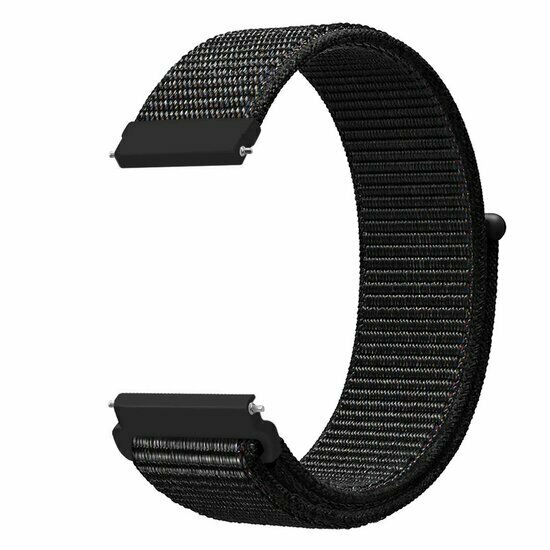 Garmin Forerunner 55 / 165 / 245 / 570 (42mm) / 645 - Sport Loop nylon bandje - Zwart gem&ecirc;leerd