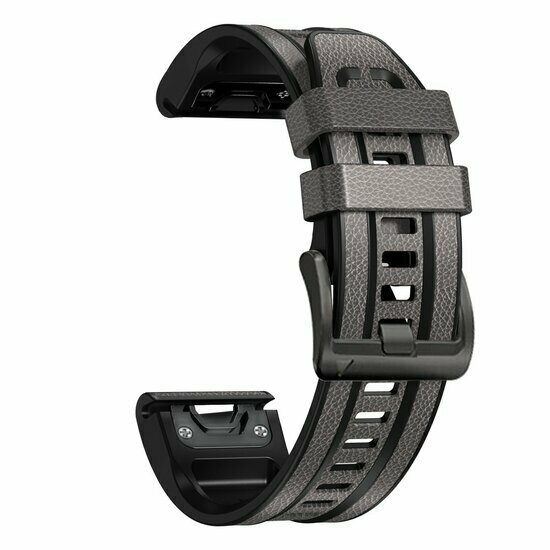 leer + siliconen bandje - Grijs - Garmin Quatix 8 - 51mm