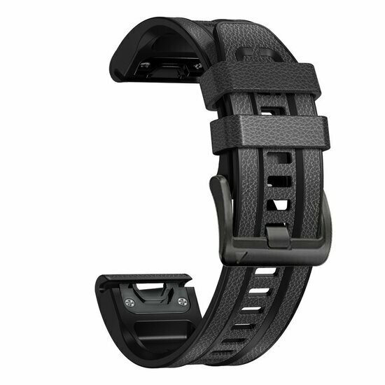 leer + siliconen bandje - Donkergrijs - Garmin Quatix 8 - 51mm