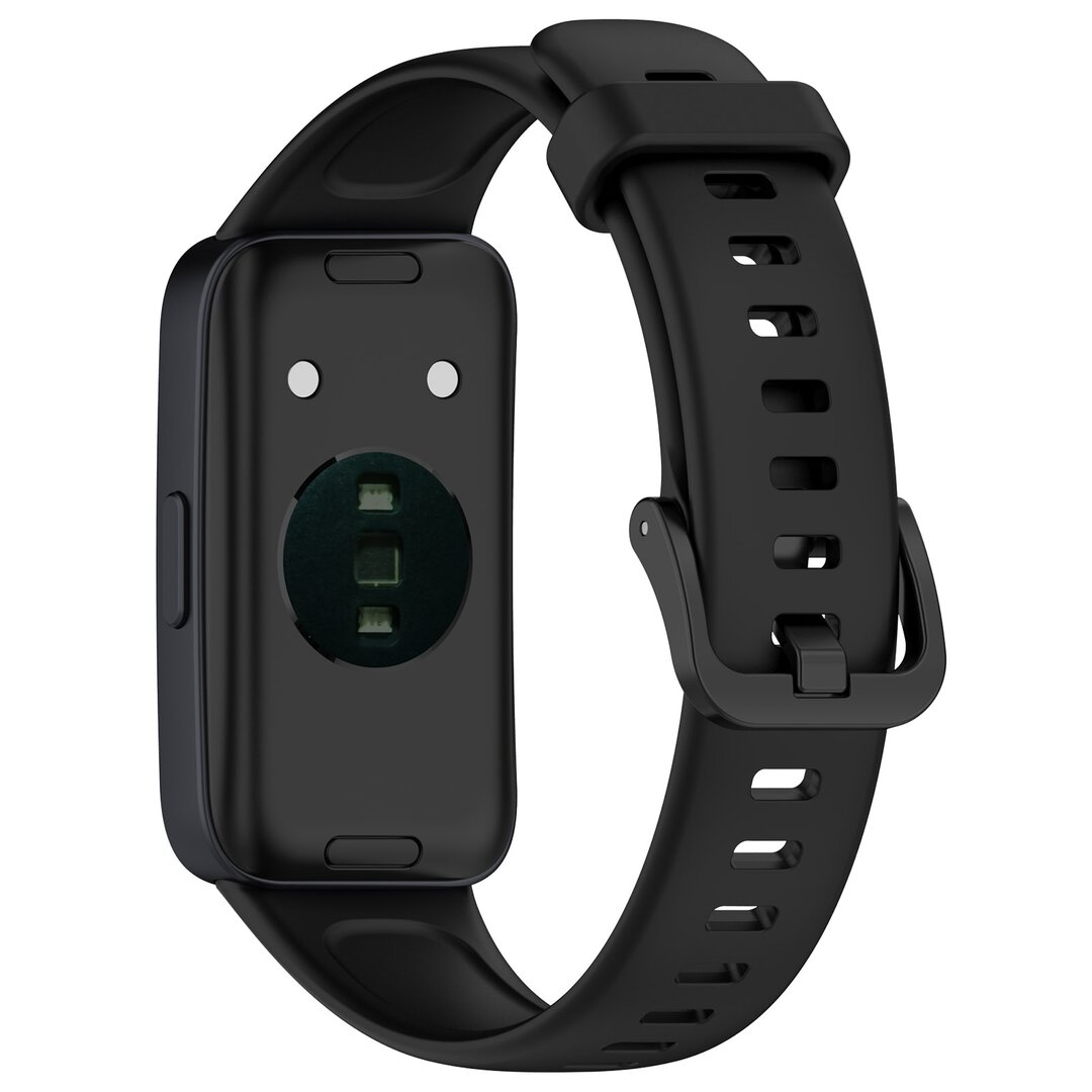 Siliconen bandje met gesp - Zwart - Huawei Band 10 / 9 / 8